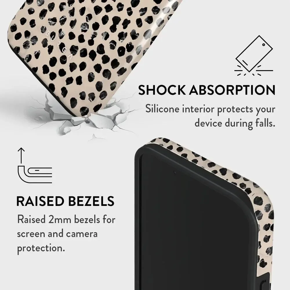 NIB BURGA Almond Latte Tough Case for iPhone 15 Pro Dalmatian Spot